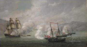 海戦 Painting - ヨハン・クリスティアン・クラウセンによるアルヴォエンの戦い 海戦
